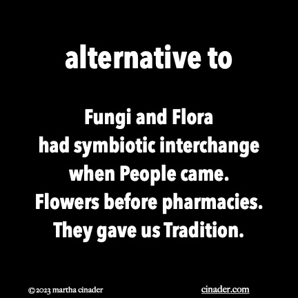 alternative to Fungi and Flora had symbiotic interchange when People came. Flowers before pharmacies. They gave us Tradition.